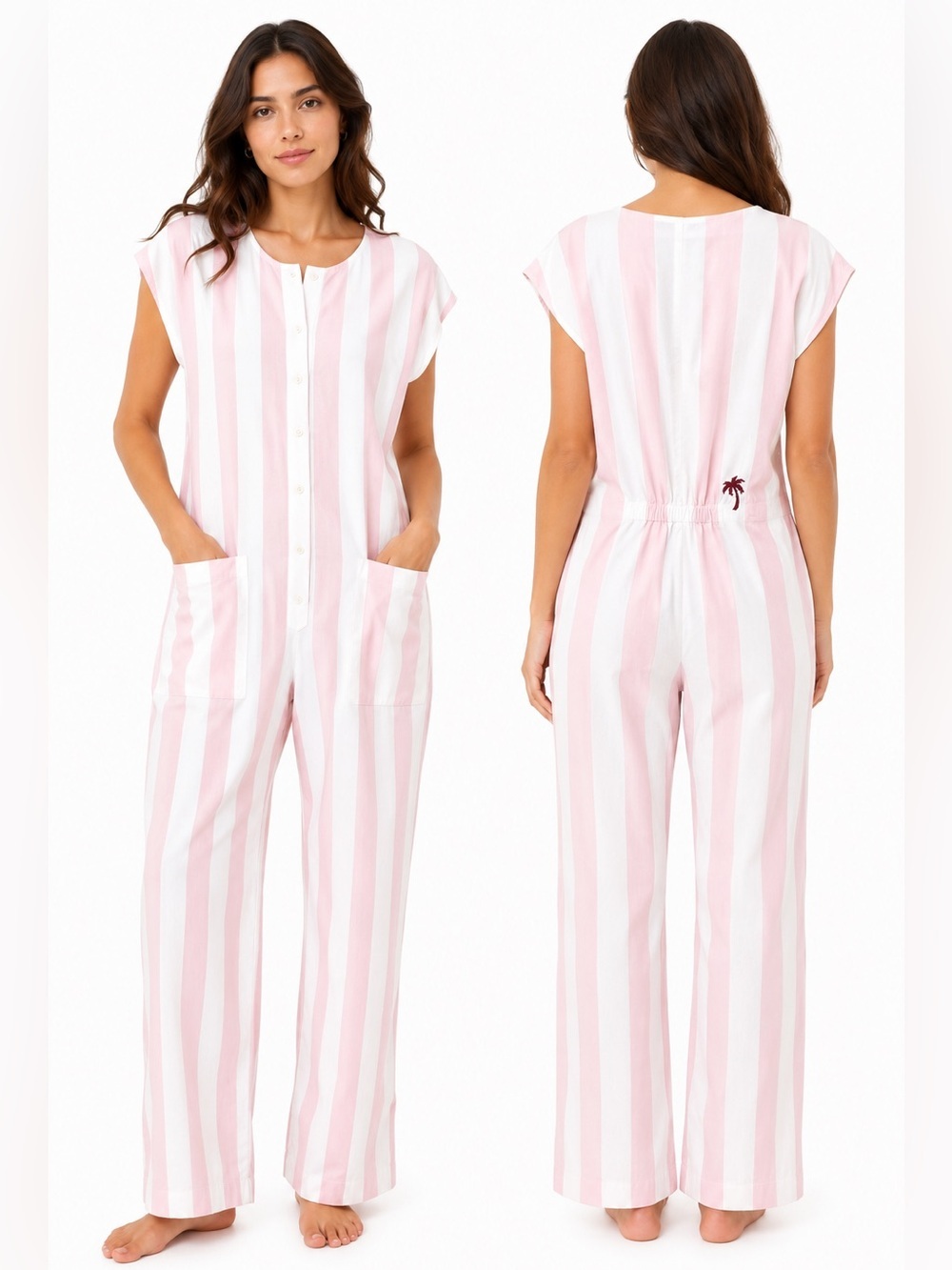 BNWT Madewell Coverall Button Jumpsuit- Pink/White Striped